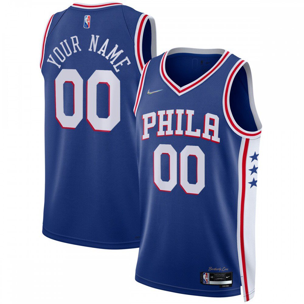 Philadelphia 76ers 2021/22 Diamond Swingman Custom Jersey - Icon Edition - Royal-Pro Kit Vault | Brand New 26/27 Sports Jerseys
